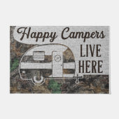 Happy Camper Lives Here Doormat, Personalized Deurmat (Voorkant)