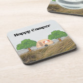 Happy Camper met Camper en Trees op een Bier Onderzetter (Linkerzijde)