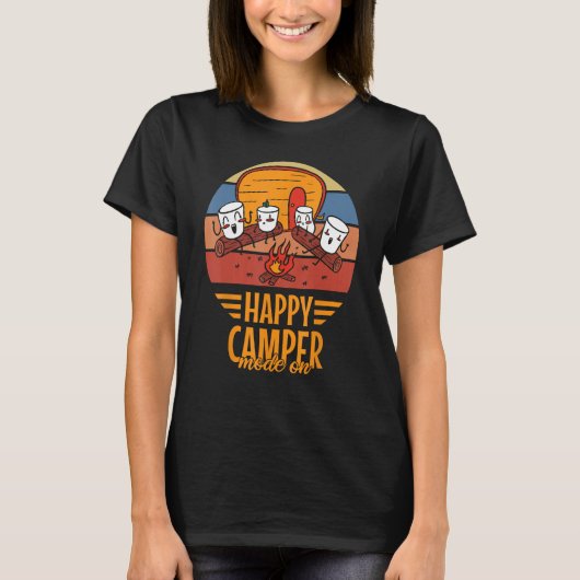 Happy Camper Mode On  Happy Marshmallows Camping T-shirt (Voorkant)