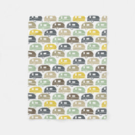 Happy Camper | Modern Camper Blanket Retro Blues Fleece Deken