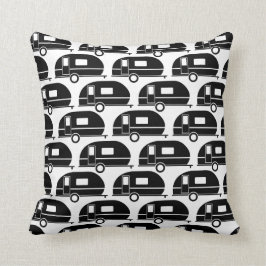 Happy Camper | Modern Camper Decor Black White Kussen