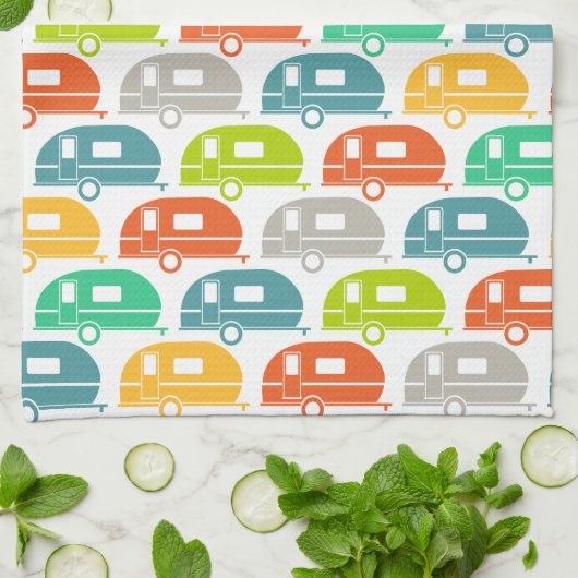 Happy Camper | Modern Camper Decor Brights Theedoek (Gevouwen)