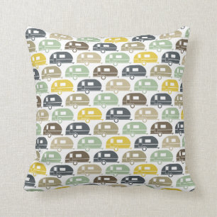 Happy Camper   Modern camper decor retro Blues Kussen
