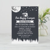 Happy Camper Moon Stars Forest Birthday Kaart (Staand voorkant)