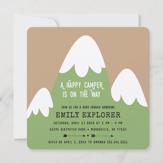 Happy Camper | Mountain Baby shower Invitation Kaart (Voorkant)