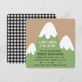 Happy Camper | Mountain Baby shower Invitation Kaart (Voorkant / Achterkant)