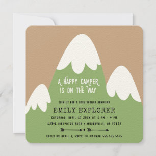 Happy Camper   Mountain Baby shower Invitation Kaart