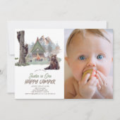 Happy Camper Mountain Beren Jongen 1e Verjaardag Kaart (Voorkant)