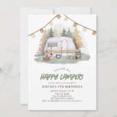 Happy Camper Mountain Forest Boy Verjaardag Kaart (Voorkant)