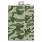 Happy Camper Olive Green Camo Name Camping Travel Heupfles (Achterkant)