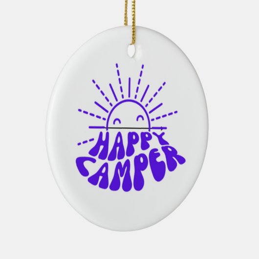 Happy Camper op een Keramisch Ornament (Rechts)