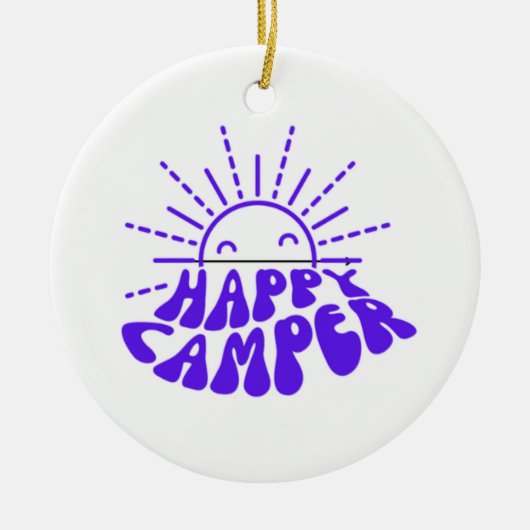 Happy Camper op een Keramisch Ornament (Voorkant)
