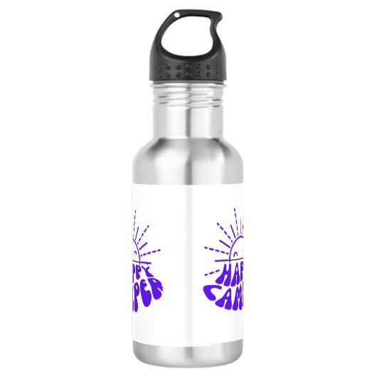 Happy Camper op een Waterfles (Voorkant)