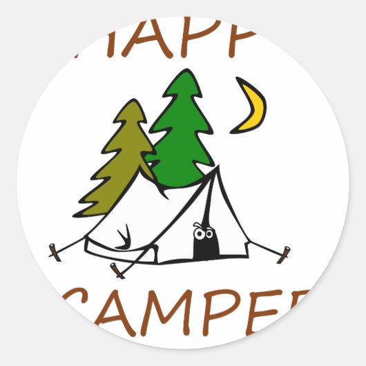 Happy Camper Outdoor Ronde Sticker (Voorkant)
