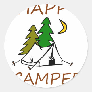 Happy Camper Outdoor Ronde Sticker