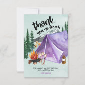 Happy Camper Paarse Tent Girls Birthday Bedankkaart (Voorkant)
