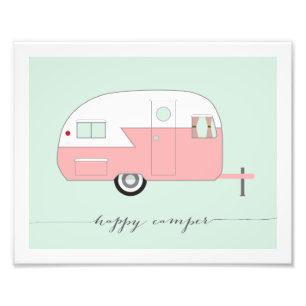 Happy Camper Photo Paper Print - Roze Foto Afdruk