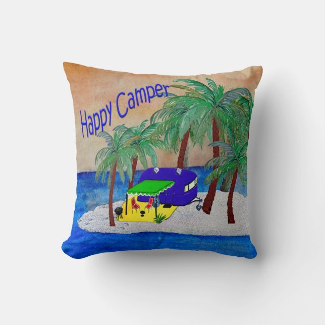 Happy Camper-pillow Kussen (Voorkant)