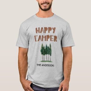 Happy Camper Pine Trees gepersonaliseerd T-shirt