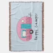 Happy Camper Pink RV Deken (Voorkant Verticaal)