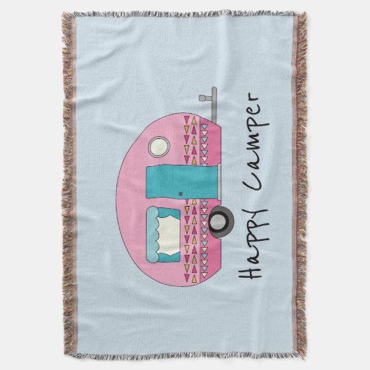 Happy Camper Pink RV Deken (Voorkant Verticaal)