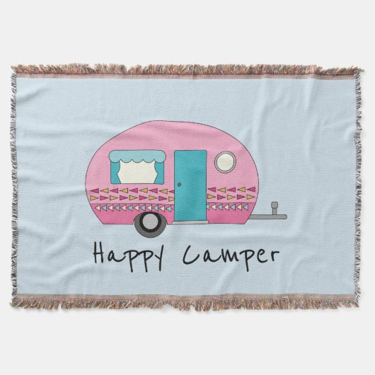 Happy Camper Pink RV Deken (Voorkant)