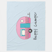 Happy Camper Pink RV Fleece Deken (Voorkant)