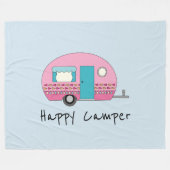 Happy Camper Pink RV Fleece Deken (Voorkant (Horizontaal))