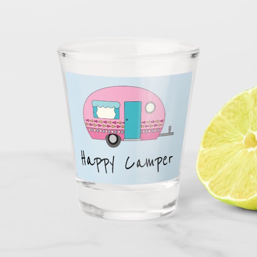 Happy Camper Pink RV Shot Glas (Voorkant)