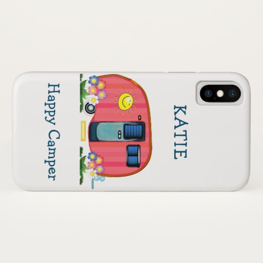 Happy Camper Pink  Shasta Trailer Case-Mate iPhone Case (Achterkant (horizontaal))