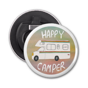 Happy Camper Rainbow RV Sunset Motorhome RV Button Flesopener
