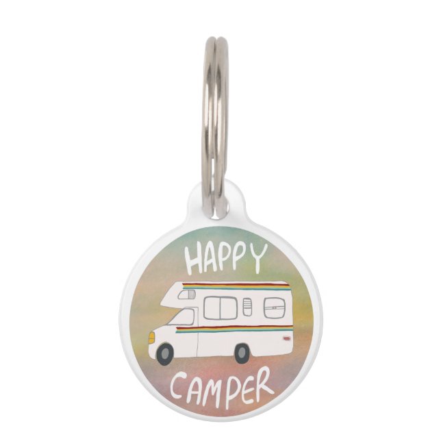 Happy Camper Rainbow RV Sunset Motorhome RV Huisdierpenning (Voorkant)