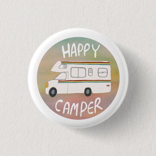 Happy Camper Rainbow RV Sunset Motorhome RV Ronde Button 3,2 Cm (Voorkant)