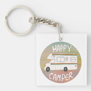Happy Camper Rainbow RV Sunset Motorhome RV Sleutelhanger