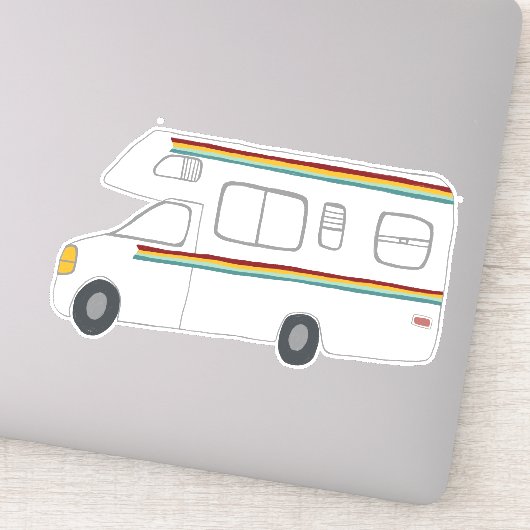 Happy Camper Rainbow RV Sunset Motorhome RV Sticker (Detail)