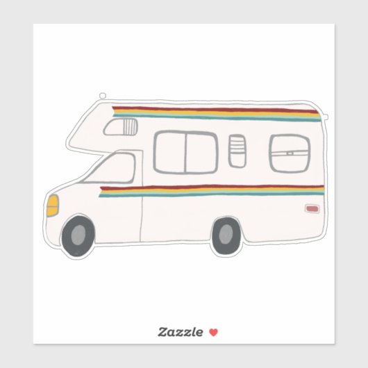 Happy Camper Rainbow RV Sunset Motorhome RV Sticker (Vel)
