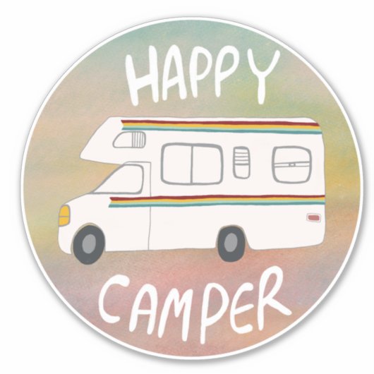 Happy Camper Rainbow RV Sunset Motorhome RV Sticker (Voorkant)
