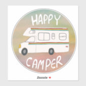 Happy Camper Rainbow RV Sunset Motorhome RV Sticker (Vel)