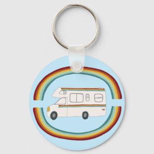 Happy Camper Rainbow RV Whimsical Motorhome RVing Sleutelhanger