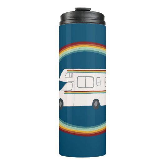 Happy Camper Rainbows RV Whimsical Motorhome RVing Thermosbeker (Voorkant)