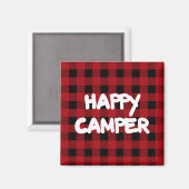 Happy Camper Red Buffalo Plaid Koelkast Magneet (Voorkant / Achterkant)