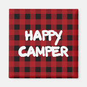 Happy Camper Red Buffalo Plaid Koelkast Magneet (Voorkant)
