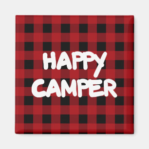 Happy Camper Red Buffalo Plaid Koelkast Magneet
