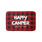 Happy Camper Red en Black Buffalo Plaid Familie Badmat (Voorkant)