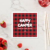 Happy Camper Red en Black Buffalo Plaid Servet (Insitu)