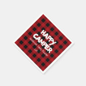 Happy Camper Red en Black Buffalo Plaid Servet (Hoek)