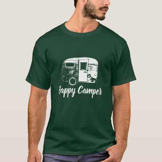 Happy Camper Retro Camping Trailer Camping Fun T-shirt (Voorkant)