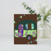 Happy camper, retro caravan  bunting briefkaart (Staand voorkant)