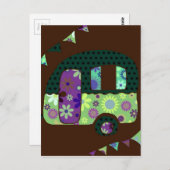 Happy camper, retro caravan  bunting briefkaart (Voorkant / Achterkant)