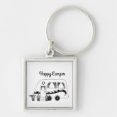 Happy camper retro-kampeerleven sleutelhanger (Voorkant)